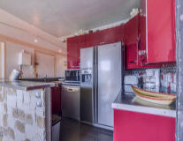 indoor, kitchen appliance, sink, kitchen, countertop, home appliance, floor, cabinetry, red